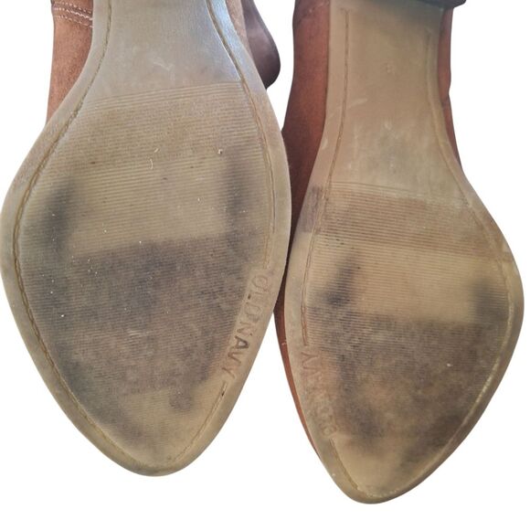 Old Navy Vegan Suede Block Heel Booties size 8 Zip Ankle Boots Brown - Picture 14 of 16